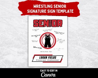 Wrestling Senior Signature Poster Template for Wrestling Senior Night Gift for Wrestler Graduation Sign for Wrestling Graduation Party Sign