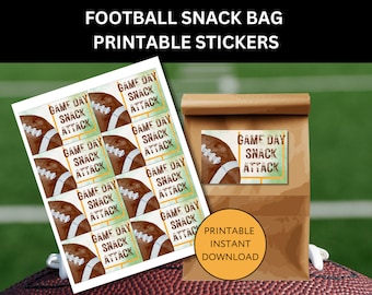 Printable Football Snack Bag Tag Stickers for Football Snack Duty Snack Bag Label Game Day Treat Tag for Post Game Snack Gift Tags