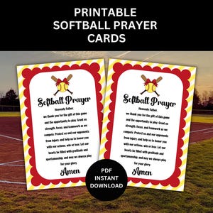 Softbal gebedskaart voor christelijke atleet Gebed voor softbalspeler Snack Tags voor softbalspel Dag traktatie tag voor softbalteam cadeau