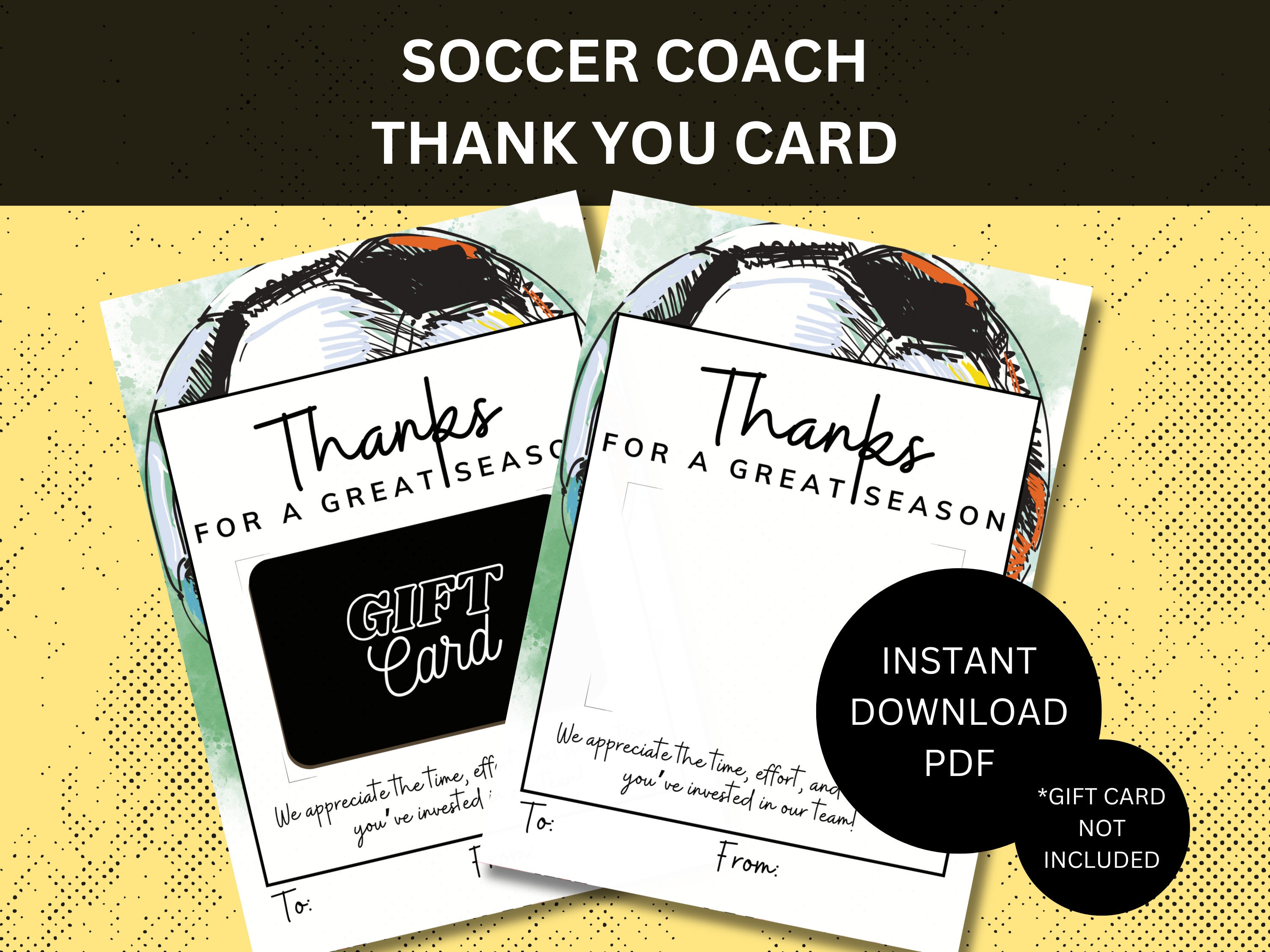 Soccer Coach Gift for Soccer Coach Appreciation Card for Soccer Coach Thank You Gift Card Holder for Soccer Coach Team Gift