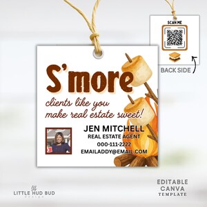 S'mores Marketing Tags for Realtor Pop By Tags for Client Appreciation Smore Gift Tags for Small Business Printable Marketing Referral Tag