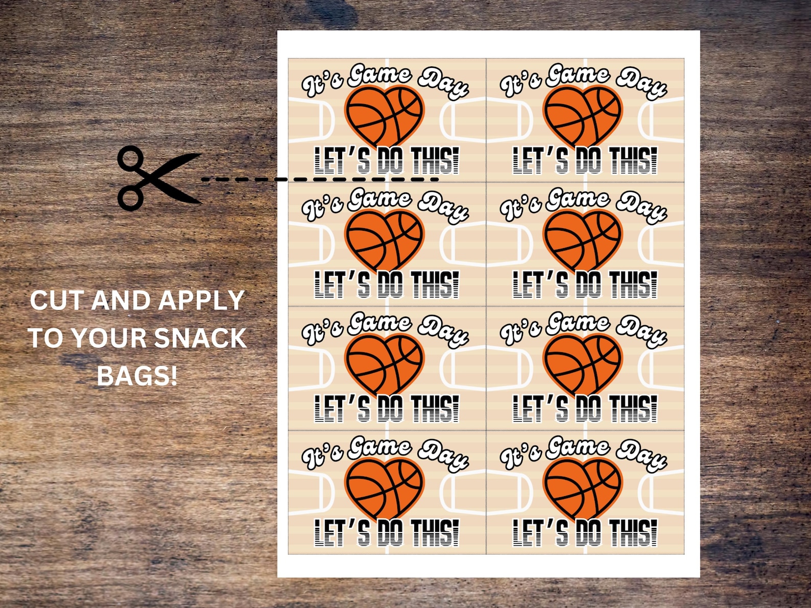 Printable Basketball Snack Bag Tag Stickers for Basketball Snack Duty ...