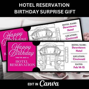 Hotelreservierung Geschenkgutschein für Geburtstag Überraschungsticket für Hotelaufenthaltsgutschein für Geburtstagswochenendausflug Bday Hotelgeschenk