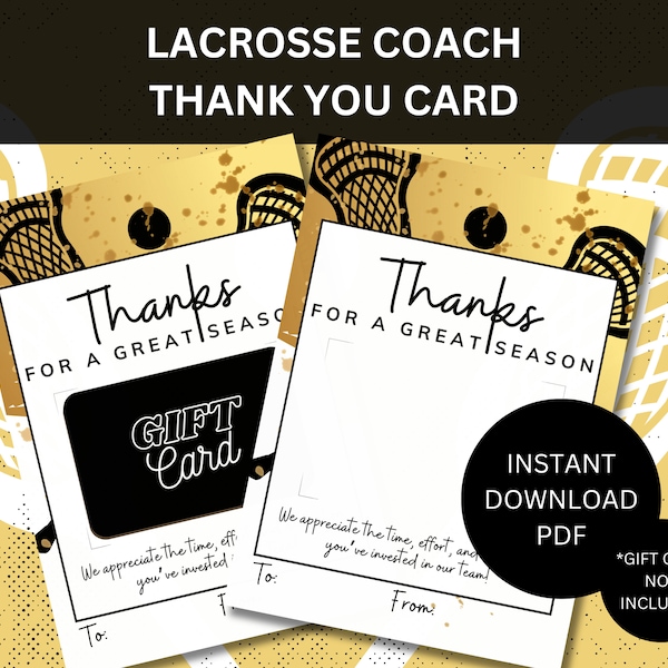 Lacrosse Coach Gift for Lacrosse Coach Thank You Gift Card Holder for Lacrosse Team Coach Appreciation Gift for Team Manager