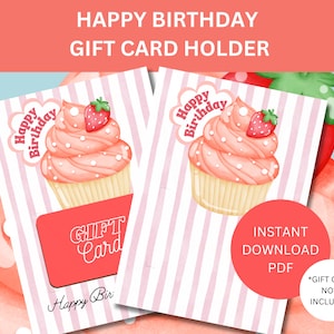 Porta carte regalo stampabile di buon compleanno per carta regalo di compleanno Porta carte di denaro per regalo insegnante Regalo dell'ultimo minuto