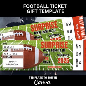 Fußballspiel Geschenkkarte Vorlage für Überraschungsgeschenk Anpassbares Fußballticket Souvenir Fußballspielandenken-Trip Stub