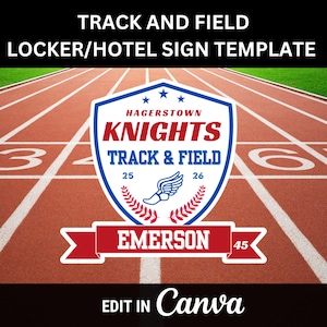 TRACK AND FIELD Locker Sign Template for Track & Field Meet Hotel Door Sign for Track Meet Sign for Athlete Locker Sign