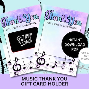Carte de remerciement imprimable pour professeur de musique Porte-cartes pour professeur de choeur Carte de remerciement pour directeur d'orchestre Cadeau pour professeur de piano