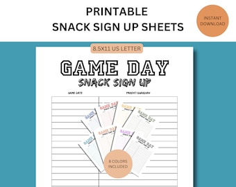 Printable Snack Sign Up Sheet for Game Day Snack Sign Up Sheet for Parent Volunteer Snack Schedule Printable Soccer Mom Snack Schedule