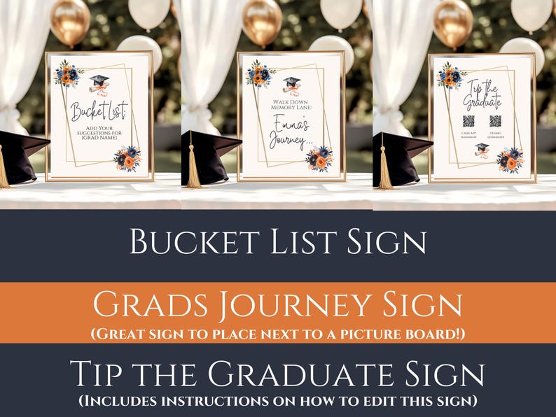 Graduation Party Sign Bundle Printable Graduation Signs Graduation ...