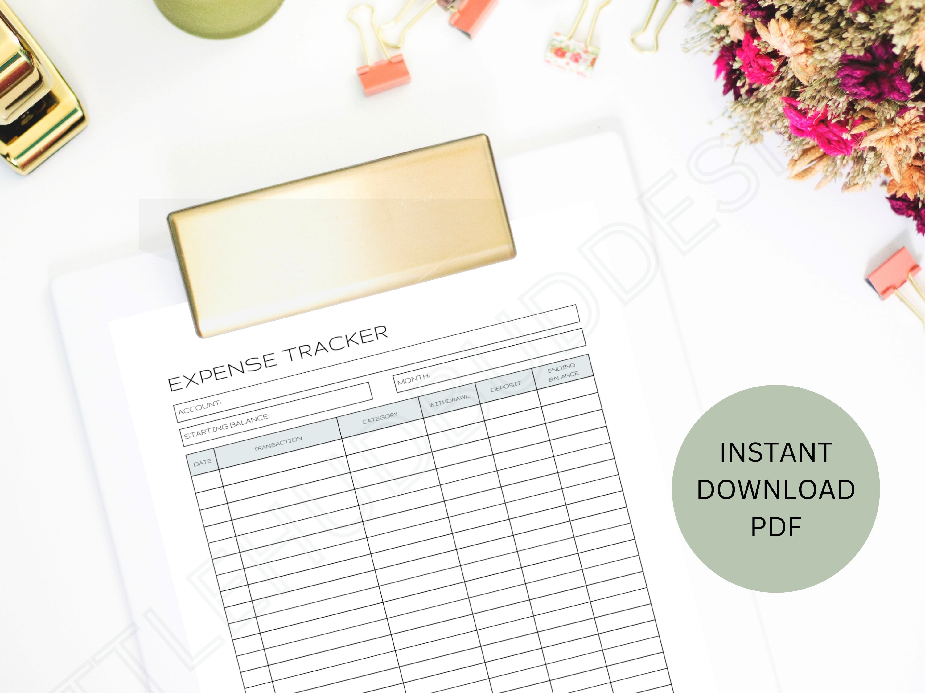 Expense Tracker Printable PDF, Personal Expense Tracker, Budget Tracker ...