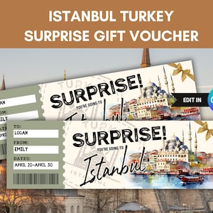 Istanbul Surprise Trip Ticket Gift to Istanbul Turkey Vacation Gift Ticket Boarding Pass to Istanbul Travel Voucher Fake Ticket to Istanbul