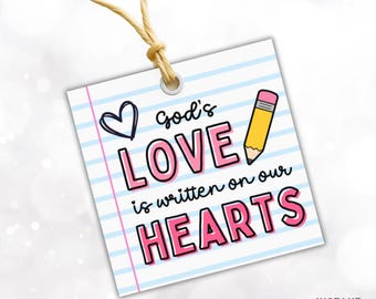 Printable Valentine for Church Sunday School Valentine for Christian Classroom Valentine Printable Pencil Valentine's Day Card for Daycare