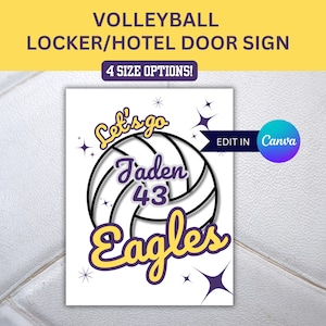 Volleyball Locker Sign Template for Travel Volleyball Hotel Door Sign for Team Pride Volleyball Player Signs Editable Volleyball Travel