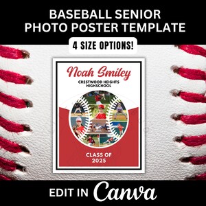 Baseball Senior Photo Collage with Baseball Photo Collage for Senior Night Gift for Baseball Player Poster for Graduation Party
