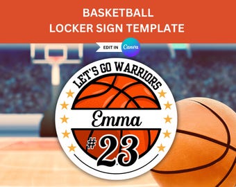Basketball Player Locker Sign Template for Basketball Pep Rally Sign for Basketball Player Fan Sign Editable Basketball Team Hotel Door Sign