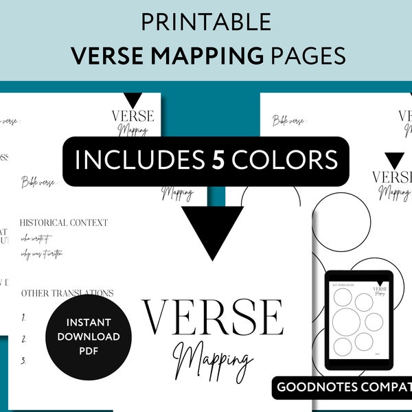 Verse Mapping Bible Study Guide Daily Devotional Journal for Christian Minimalist Bible Study Printable Verse Mapping Journal