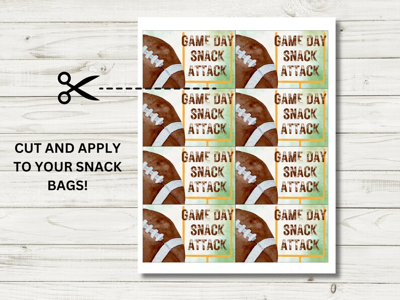 Printable Football Snack Bag Tag Stickers for Football Snack Duty Snack ...
