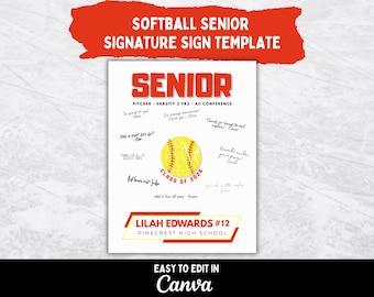 SOFTBALL Senior Signature Poster Template for Softball Senior Night Gift for Softball Graduation Sign for Softball Keepsake Party Sign