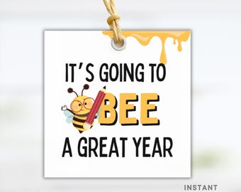 Étiquette-cadeau abeille pour la rentrée des classes Étiquette-cadeau La rentrée des abeilles Étiquette-cadeau pour étudiant Étiquette-cadeau imprimable de bienvenue