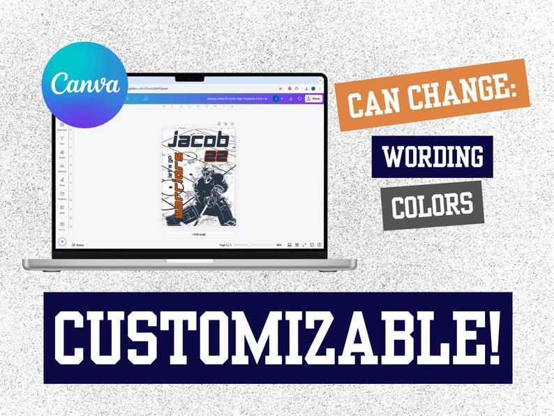 Hockey Player & Goalie Locker Sign Template Bundle for Hockey Hotel Door Sign for Hockey Tournament Player Signs Editable Travel Hockey image 5