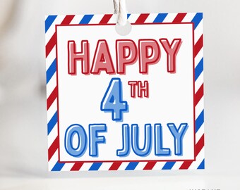 4th of July Tag for Fourth of July Party Favor Tags Happy 4th of July Gift Tags Red White and Blue Treat Tags for 4th of July Cookie Tags