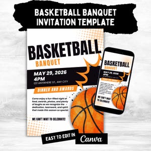 Invito al banchetto di fine stagione di basket per la cerimonia di premiazione del basket Annuncio dell'invito alla cena di fine stagione della squadra di basket