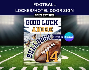 Football Player Locker Sign Template for Football Pep Rally Sign for Team Pride Football Player Signs Editable Football Team Hotel Door