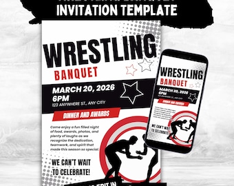 Wrestling End of Season Banquet Invitation for Wrestler Award Ceremony Announcement for End of Season Wrestling Team Dinner Invite