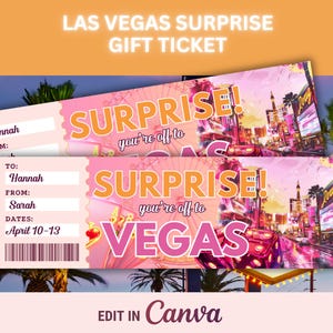 Vegas Vacation Ticket for Surprise Vegas Gift to Las Vegas Boarding Pass Gift Certificate Travel Girls Trip Voucher for Vegas Bachelorette