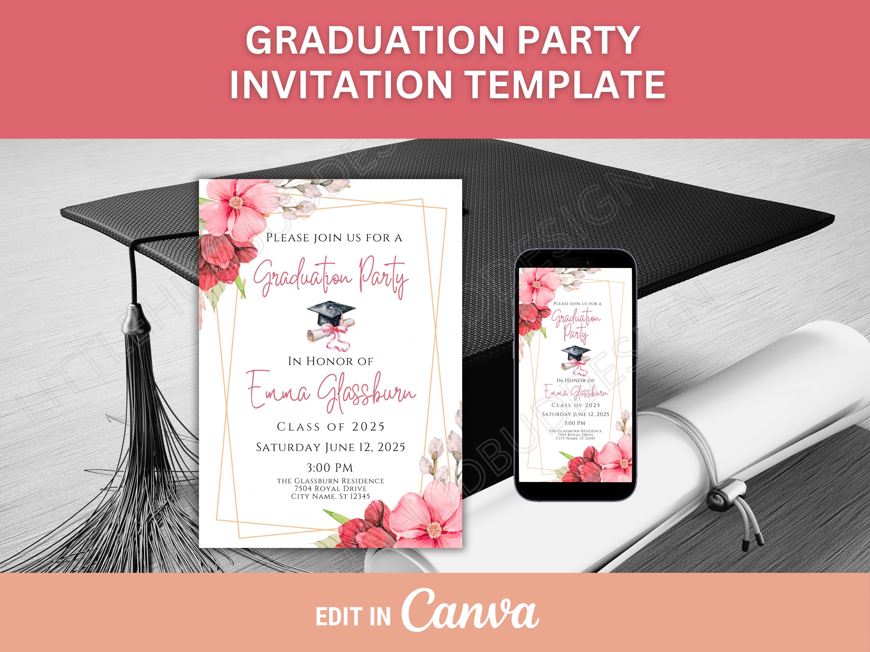Graduation Open House Templates Grad Open House Etsy