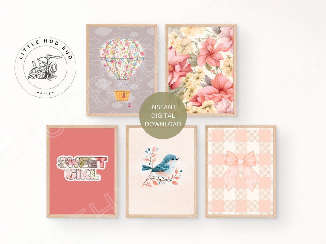 Floral Nursery Wall Art Coquette Nursery Wall Art Vintage Nursery Wall