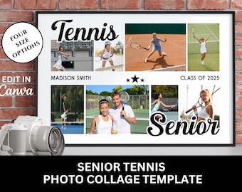 Collage de fotos de TENIS para la noche de graduación. Regalo para jugador de tenis. Collage de fotos para fiesta de graduación.