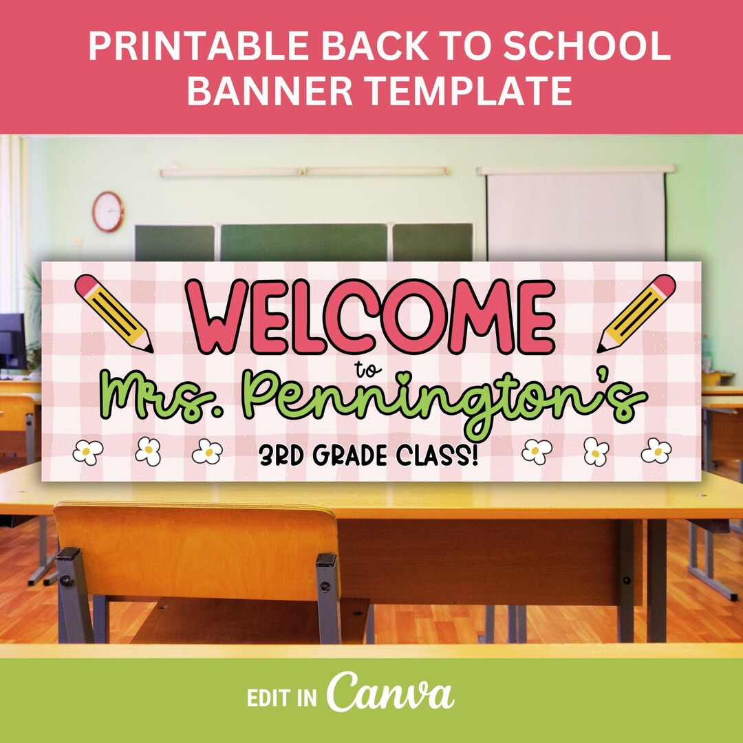 Back to School Banner Template for Printable Welcome to Classroom ...
