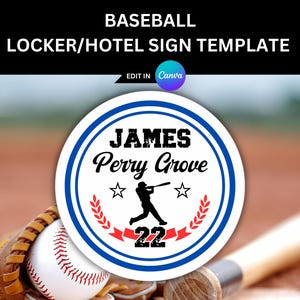 Baseball Locker Sign Template for Baseball Game Day Sign for Hotel Door Sign Editable Baseball Player Name Sign for School Locker Sign