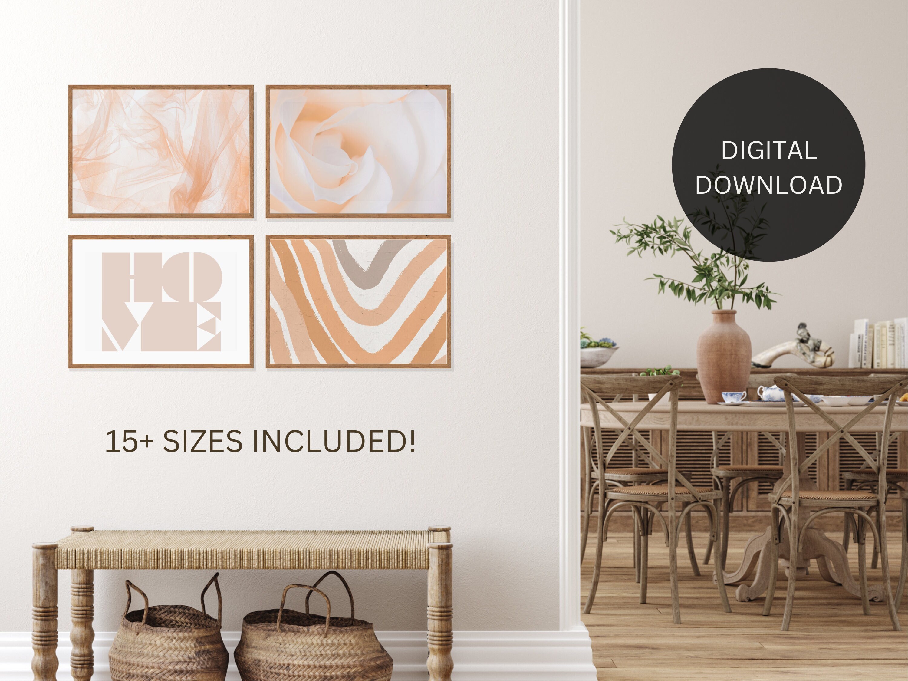 Soft Feminine Coastal Grandma Home Decor, Digital Wall Art With Elegant