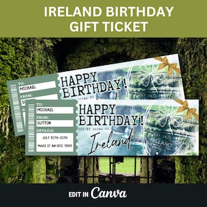 Billet d'anniversaire surprise en Irlande pour un cadeau surprise en Irlande