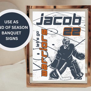 Hockey Player & Goalie Locker Sign Template Bundle for Hockey Hotel Door Sign for Hockey Tournament Player Signs Editable Travel Hockey image 4
