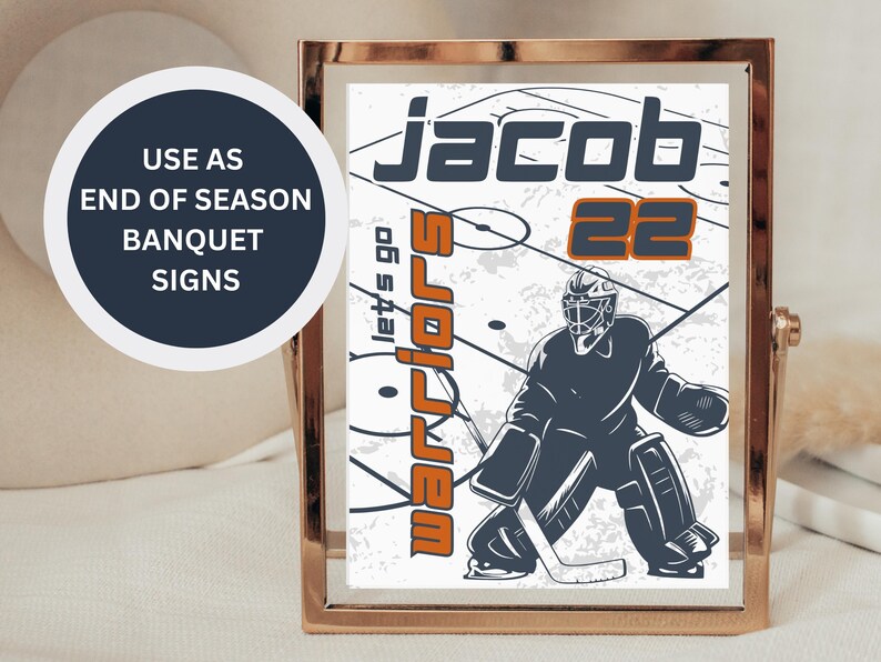 Hockey Player & Goalie Locker Sign Template Bundle for Hockey Hotel Door Sign for Hockey Tournament Player Signs Editable Travel Hockey image 4