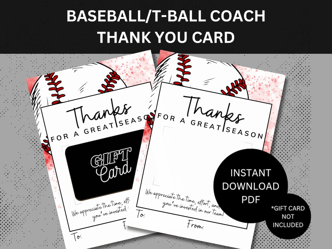 Tball Coach Thank You Card Little League Coach Gift Tball Coach