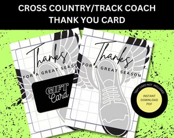 Cross Country Coach Thank You Card Track Coach Gift for Cross Country Coach Appreciation Gift for Track and Field Coach Thank You Gift