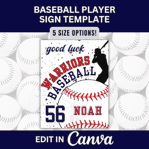 Modello di cartello per armadietto da baseball, modello per porta d'albergo per baseball, modello per cartelli per giocatori di baseball Team Pride, modello modificabile per viaggi di baseball