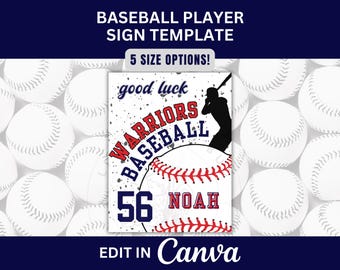 Baseball Locker Sign Template for Baseball Hotel Door Sign for Team Pride Baseball Player Signs Editable Baseball Travel Template