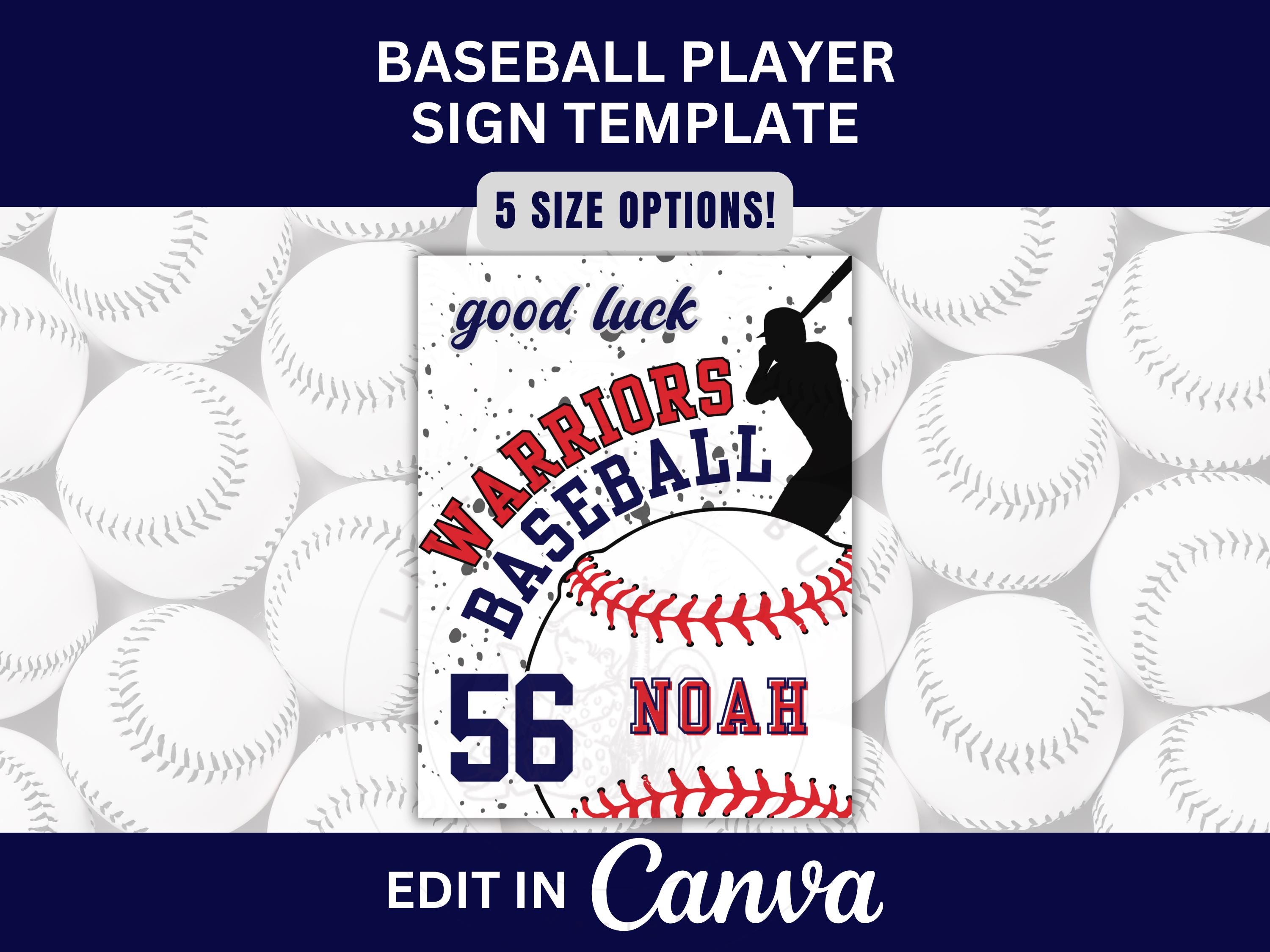 Baseball Locker Sign Template for Baseball Hotel Door Sign for Team ...