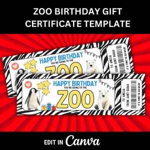 Kids Birthday Gift Zoo Trip Ticket to the Zoo Gift for Family Zoo Membership Surprise Zoo Ticket for Day at the Zoo Birthday Pass