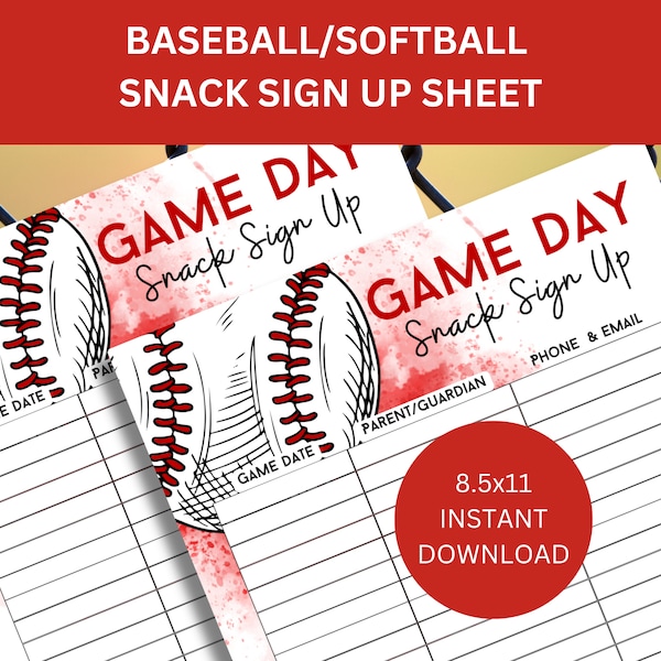 Baseball Snack Schedule Little League Snack Sign Up Sheet Printable Teeball Snack Sign Up Sheet for Gameday Snacks Tball Game Snack Schedule