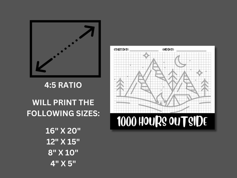 1000 Hours Outside Tracker Habit Tracker Outdoor Activity Log Outdoor ...