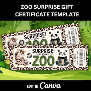 Printable Zoo Ticket for Zoo Trip to the Zoo Gift for Zoo Membership Surprise Zoo Ticket for Day at the Zoo Pass for Zoo Trip Reveal