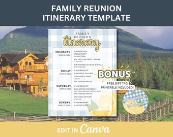 Family Reunion Itinerary Editable in Canva Template for Family Reunion Canva Template for Itinerary for Family Reunion