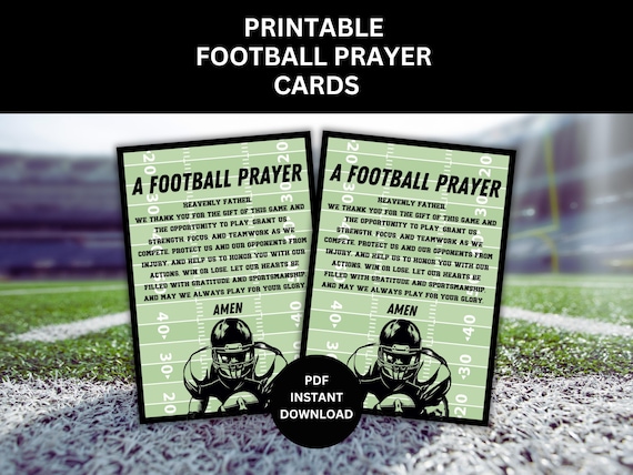 FOOTBALL Prayer Card for Christian Athlete Prayer for Football Player Snack Tags for Football Game Day Treat Tag for Football Team Gift